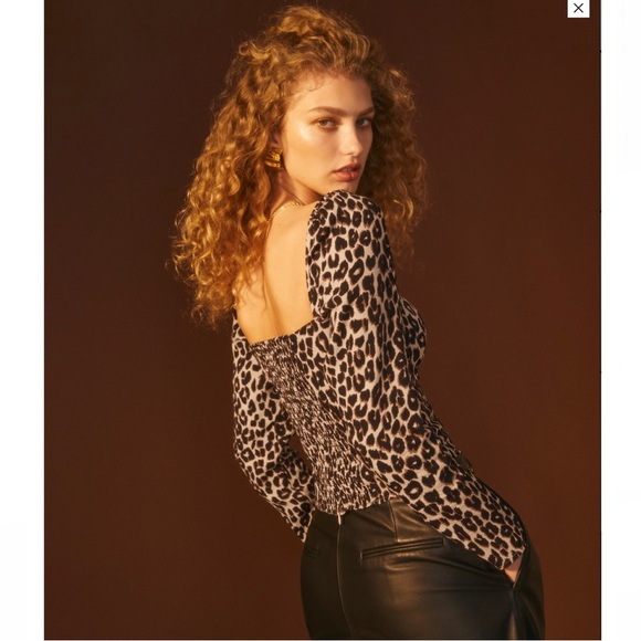 NEW REFORMATION LONG SLEEVE ANIMAL PRINT TOP - Picture 5 of 8